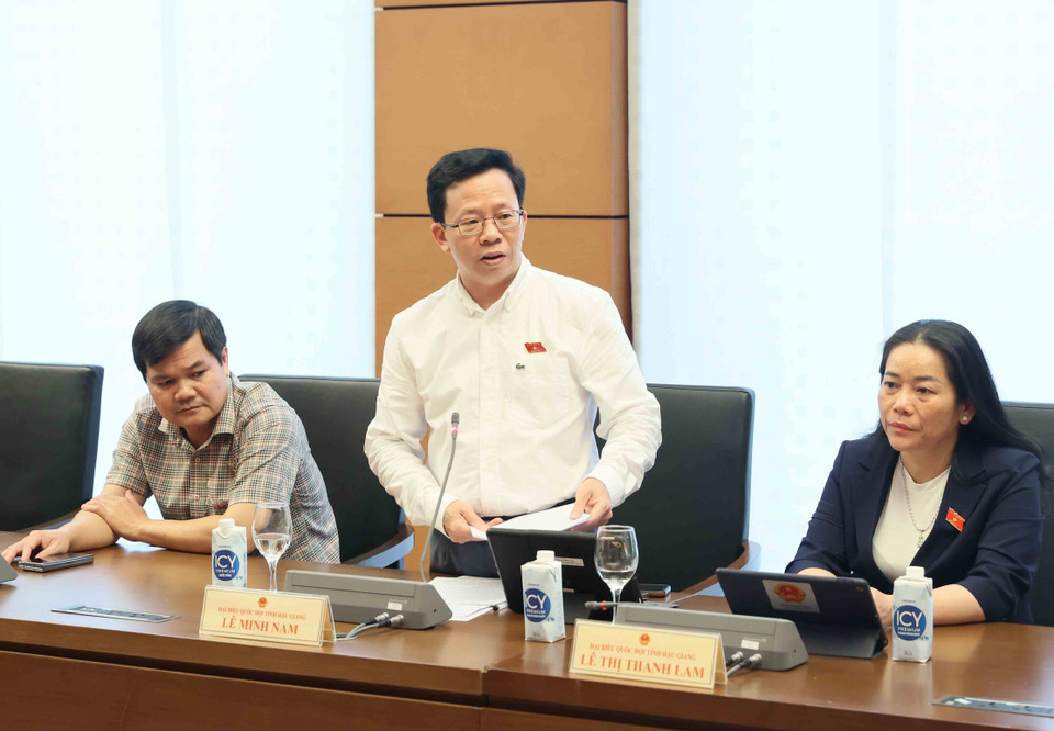 Đại biểu Quốc hội tỉnh Hậu Giang Lê Minh Nam phát biểu. (Ảnh: An Đăng/TTXVN)