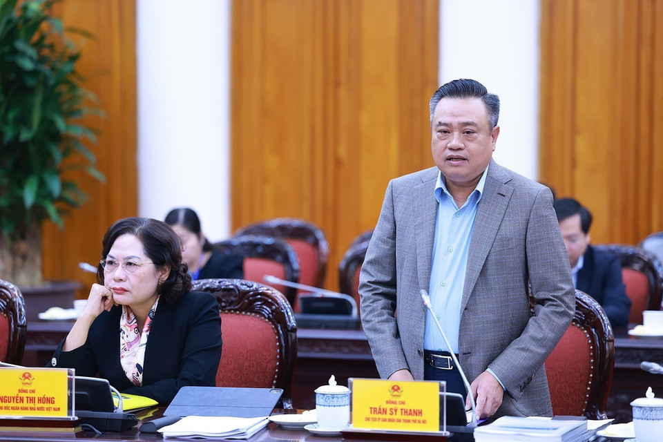 Chủ tịch UBND thành phố Hà Nội Trần Sỹ Thanh phát biểu.(Ảnh: Dương Giang/TTXVN)