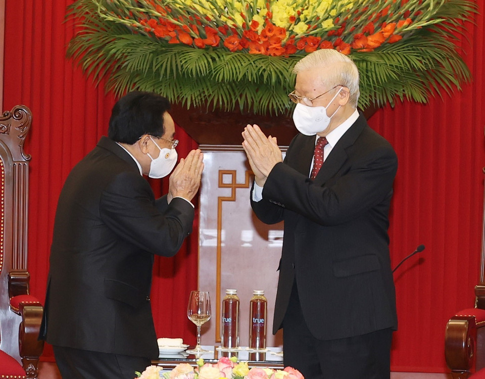 Hai nhà lãnh đạo tại buổi tiếp. (Ảnh: Trí Dũng/TTXVN)