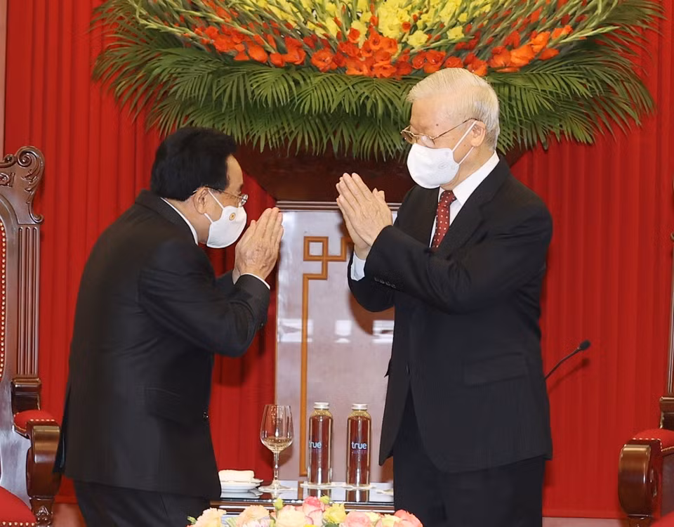 Hai nhà lãnh đạo tại buổi tiếp. (Ảnh: Trí Dũng/TTXVN)