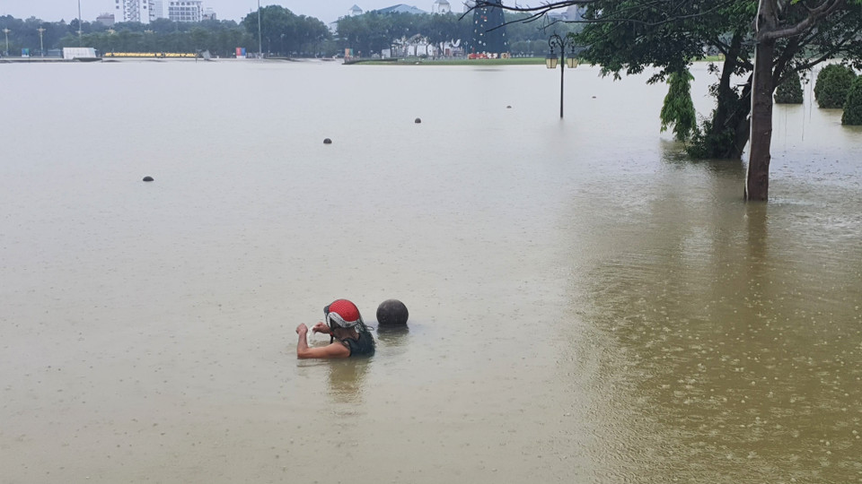 Tính đến trưa ngày 24/5, toàn tỉnh hiện đã có hơn 4.900 ha lúa và cây hoa màu bị ngập úng, hơn 23 ha thủy sản bị hư hại. (Ảnh: Nguyễn Trọng Lịch/TTXVN)