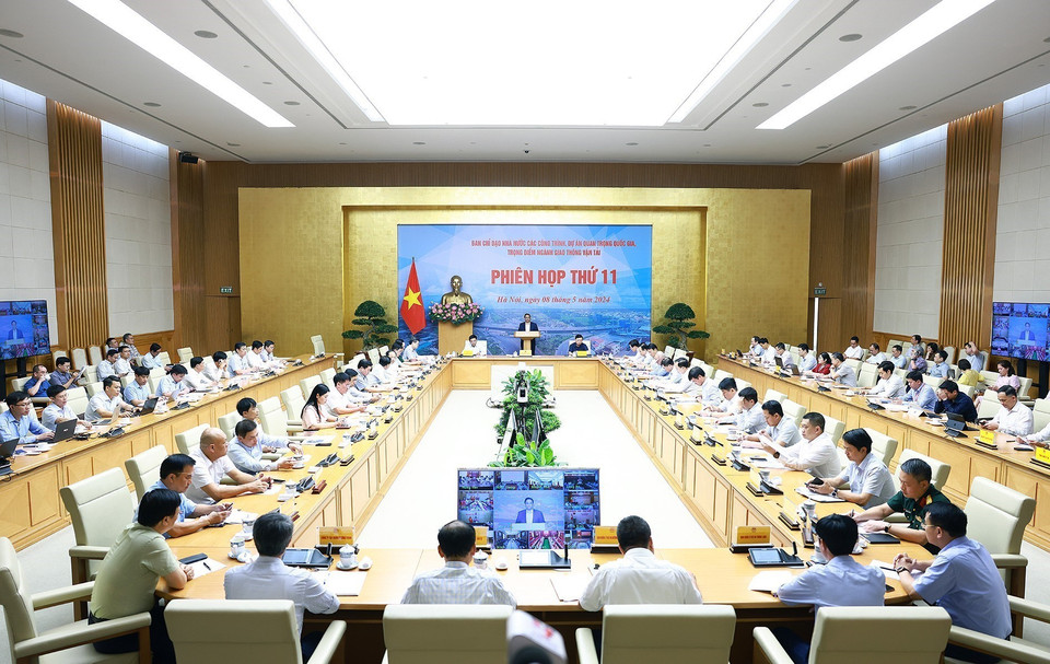 Phiên họp lần thứ 11 Ban Chỉ đạo Nhà nước các công trình, dự án quan trọng quốc gia, trọng điểm ngành giao thông vận tải. (Ảnh: Dương Giang/TTXVN)