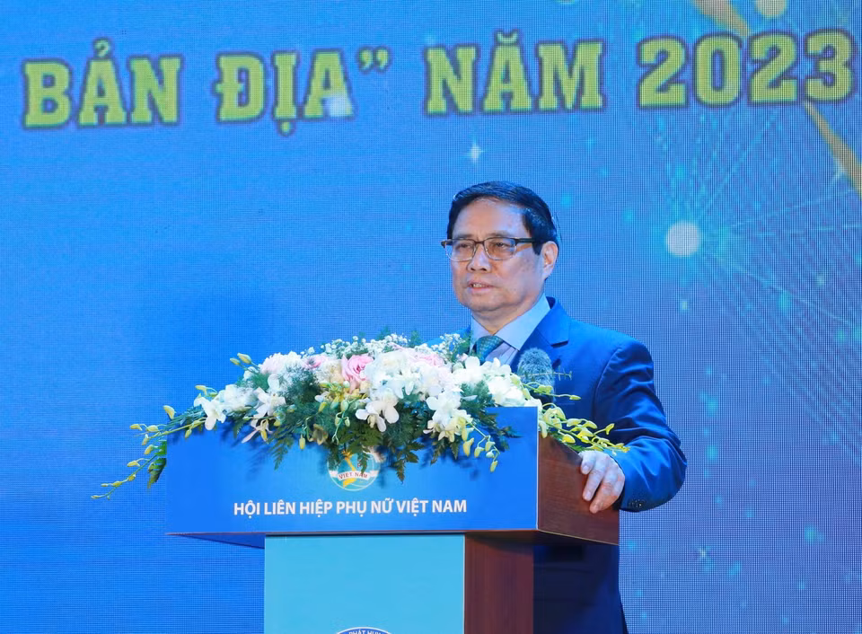 Thủ tướng Phạm Minh Chính phát biểu tại lễ trao giải. (Ảnh: Phương Hoa/TTXVN)