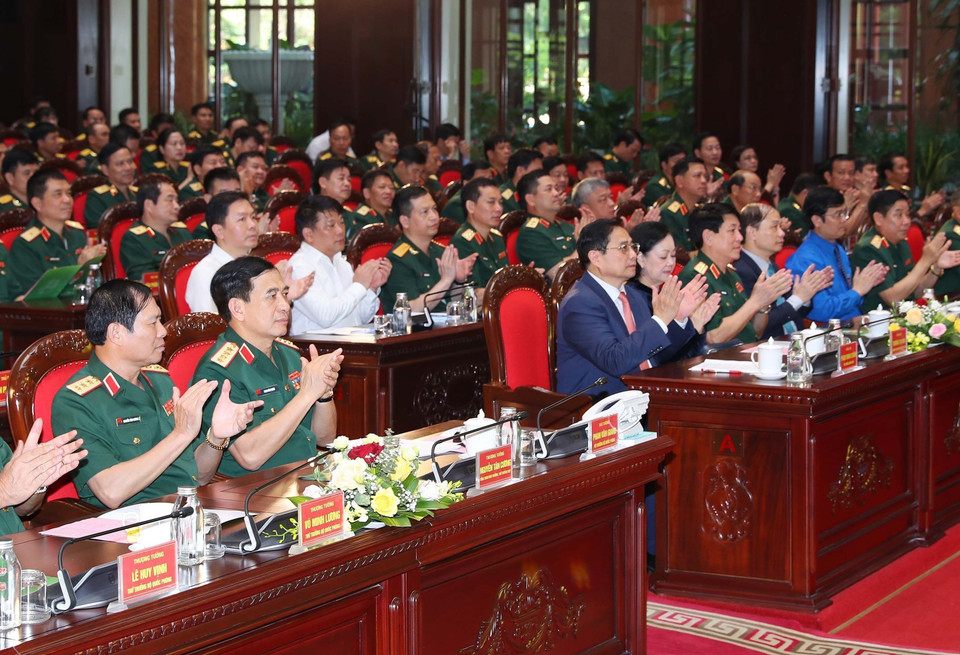 Hình ảnh Thủ tướng Phạm Minh Chính và các đại biểu tham dự buổi lễ. (Ảnh: Trọng Đức/TTXVN)