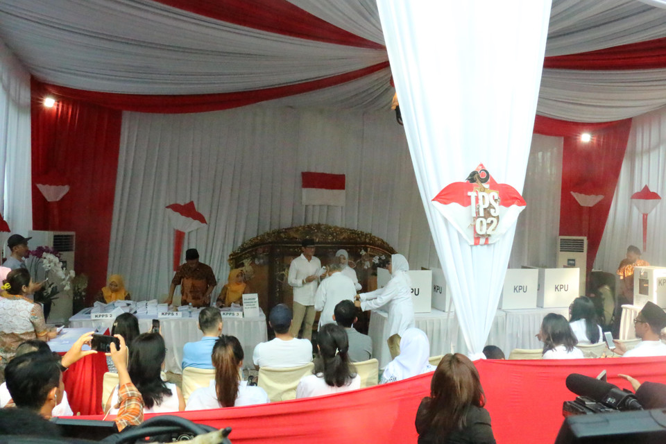 Một điểm bầu cử tại thủ đô Jakarta. (Ảnh: Đỗ Quyên/Vietnam+)