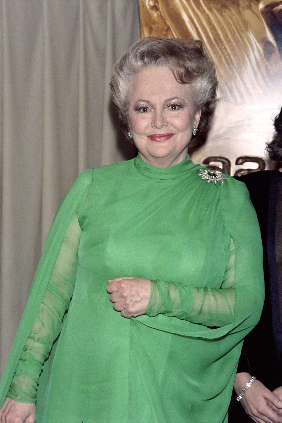 Nữ nghệ sỹ Olivia de Havilland tại lễ trao giải thưởng điện ảnh Cesar lần thứ 11 ở Paris, Pháp ngày 22/2/1986. (Ảnh: AFP/TTXVN)