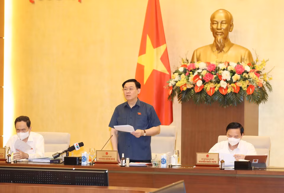 Chủ tịch Quốc hội Vương Đình Huệ phát biểu khai mạc. (Ảnh: Trọng Đức/TTXVN)