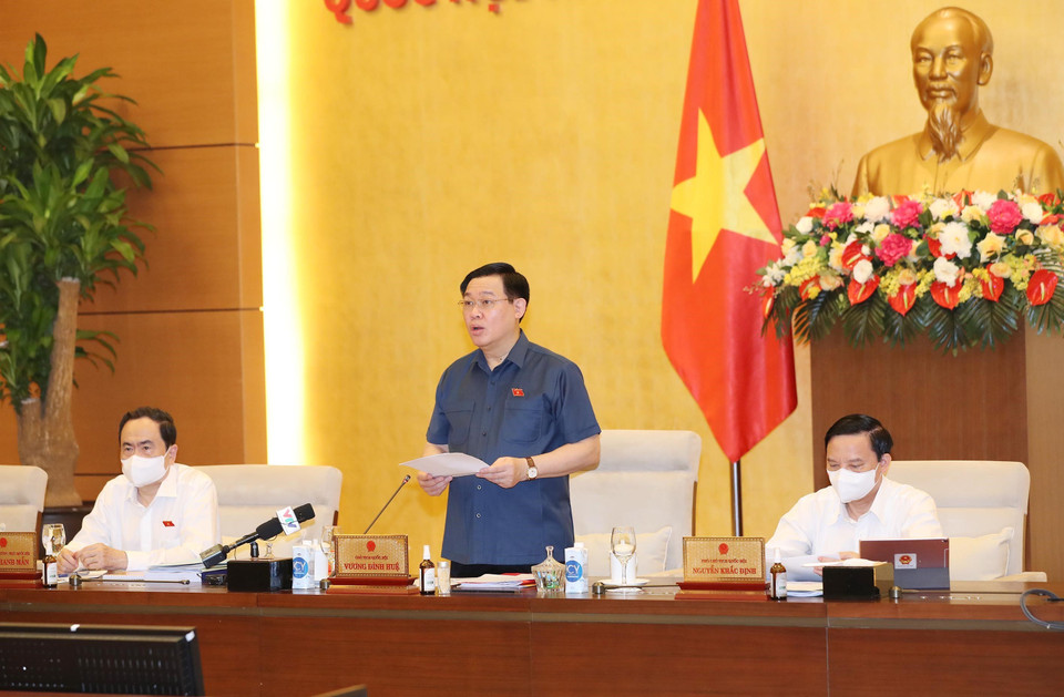 Chủ tịch Quốc hội Vương Đình Huệ phát biểu khai mạc. (Ảnh: Trọng Đức/TTXVN)