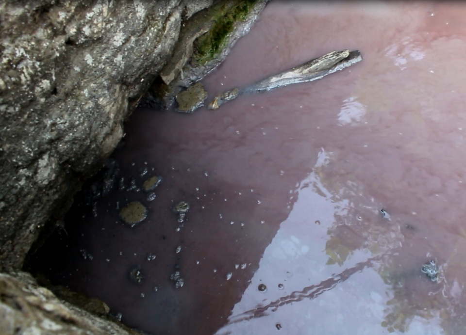  Một con mương dẫn nước thải của làng nghề đổ ra sông. (Ảnh: Hùng Võ/Vietnam+)