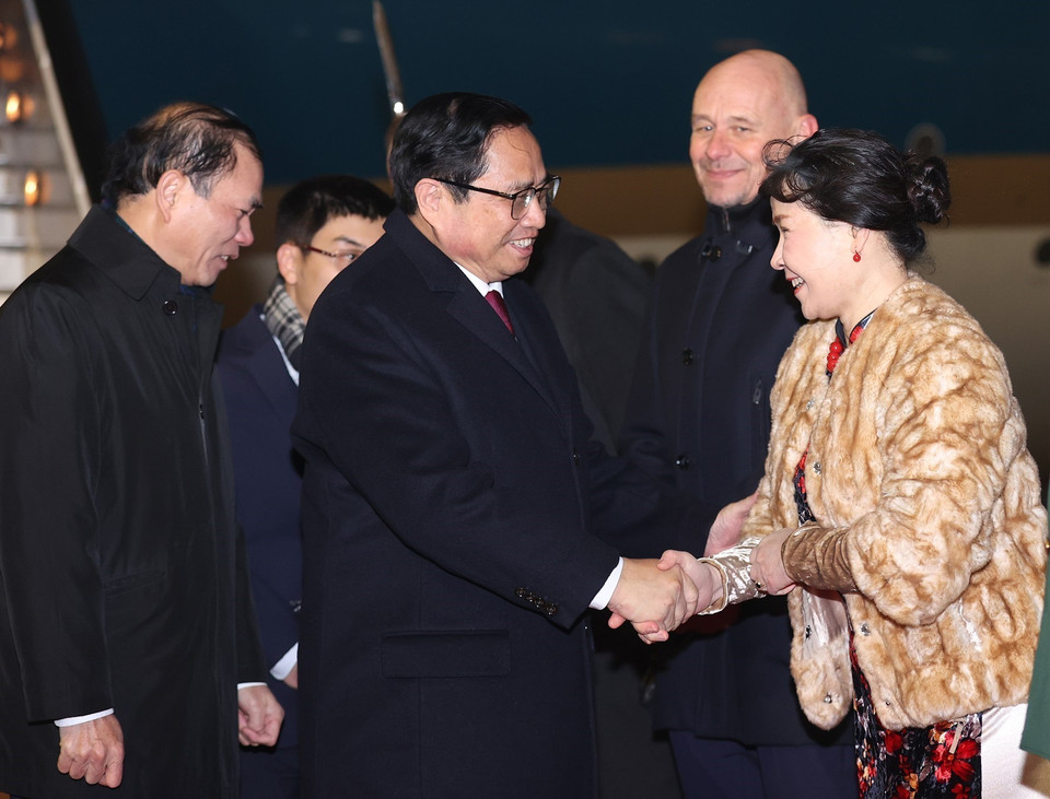 Lễ đón Thủ tướng Phạm Minh Chính sang thăm chính thức Vương quốc Hà Lan. (Ảnh: Dương Giang/TTXVN)