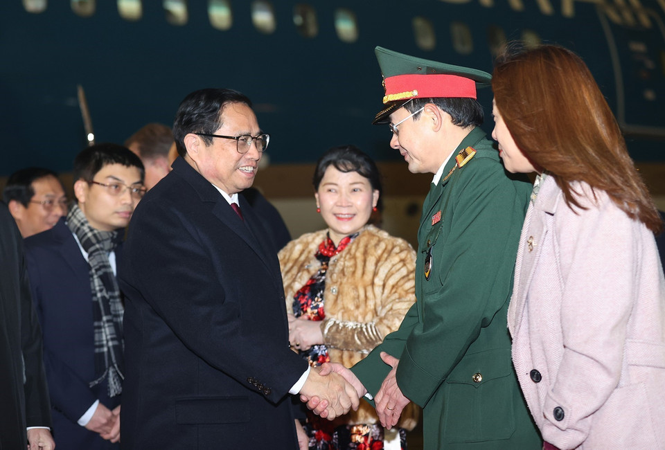 Lễ đón Thủ tướng Phạm Minh Chính sang thăm chính thức Vương quốc Hà Lan. (Ảnh: Dương Giang/TTXVN)