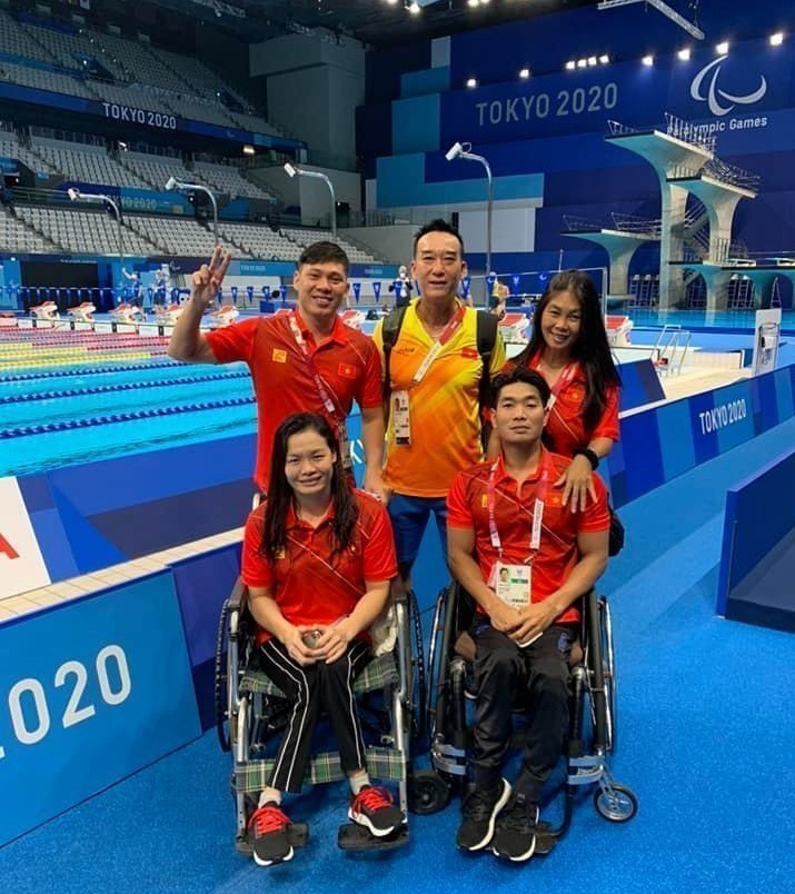 Đội tuyển bơi lội Việt Nam tham gia thi đấu tại Paralympic Tokyo 2020. (Ảnh: TTXVN phát)