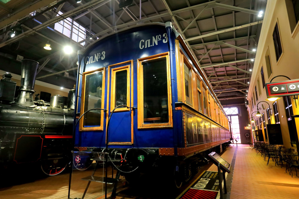 Toa tàu Hoàng đế Phổ Nghi của Nhà Thanh (Trung Quốc) sử dụng khi rời đất nước được trưng bày tại Bảo tàng Đường sắt Nga. (Ảnh: Trần Hiếu/TTXVN)