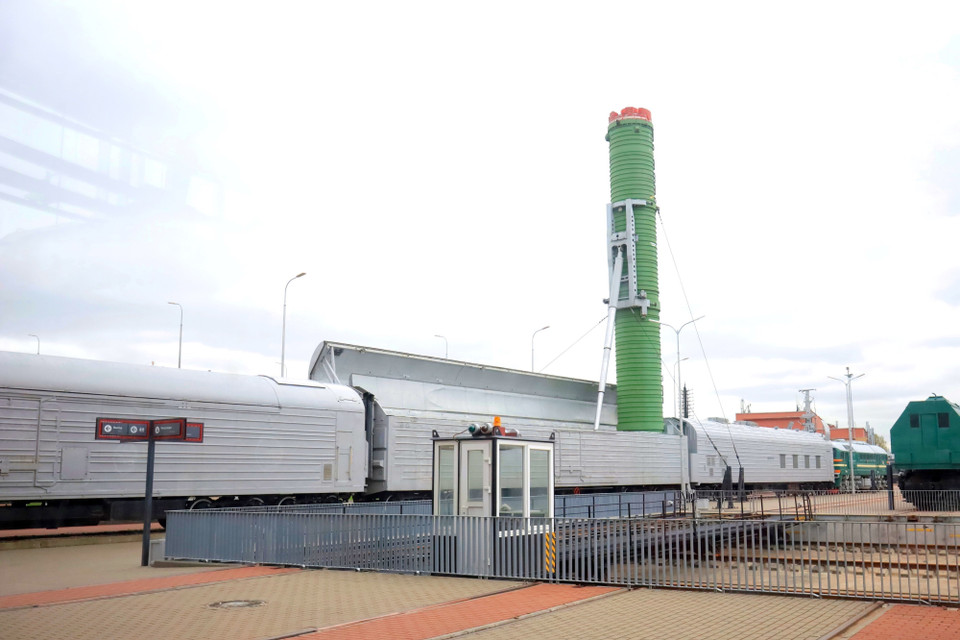 Tổ hợp tên lửa đạn đạo liên lục địa được trang bị trên tuyến đường sắt Barguzin từng là nỗi ám ảnh đối với phương Tây thời chiến tranh lạnh. (Ảnh: Trần Hiếu/TTXVN)