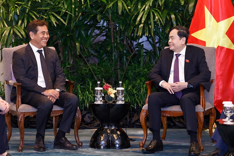 Chủ tịch Quốc hội Trần Thanh Mẫn tiếp ông Lee Chong Min, Chủ tịch Quỹ đầu tư CMIA Capital Partners. (Ảnh: Doãn Tấn/TTXVN)