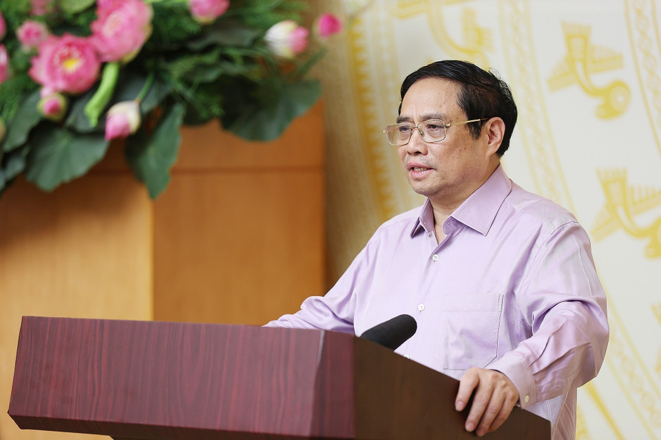 Thủ tướng Phạm Minh Chính phát biểu khai mạc hội nghị. (Ảnh: Dương Giang/TTXVN)