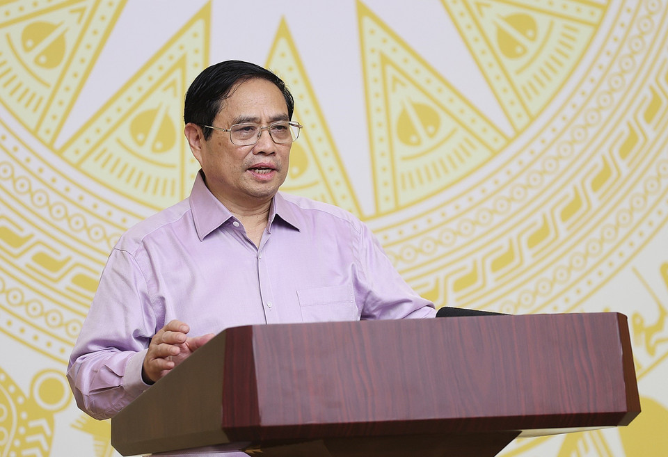 Thủ tướng Phạm Minh Chính phát biểu khai mạc hội nghị. (Ảnh: Dương Giang/TTXVN)