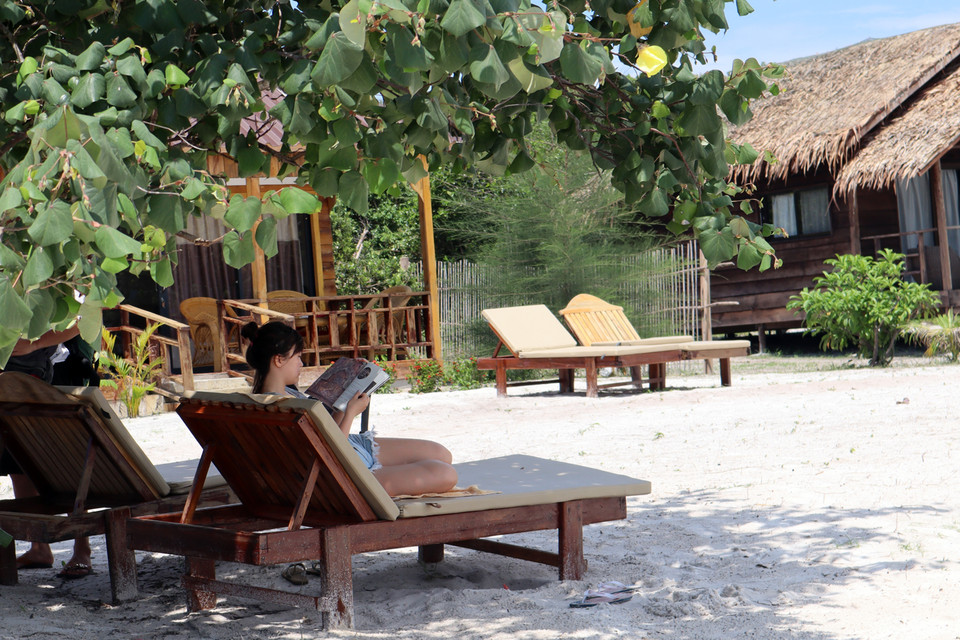 ...hay thư giãn bằng cách đọc sách trong tán cây ven biển...