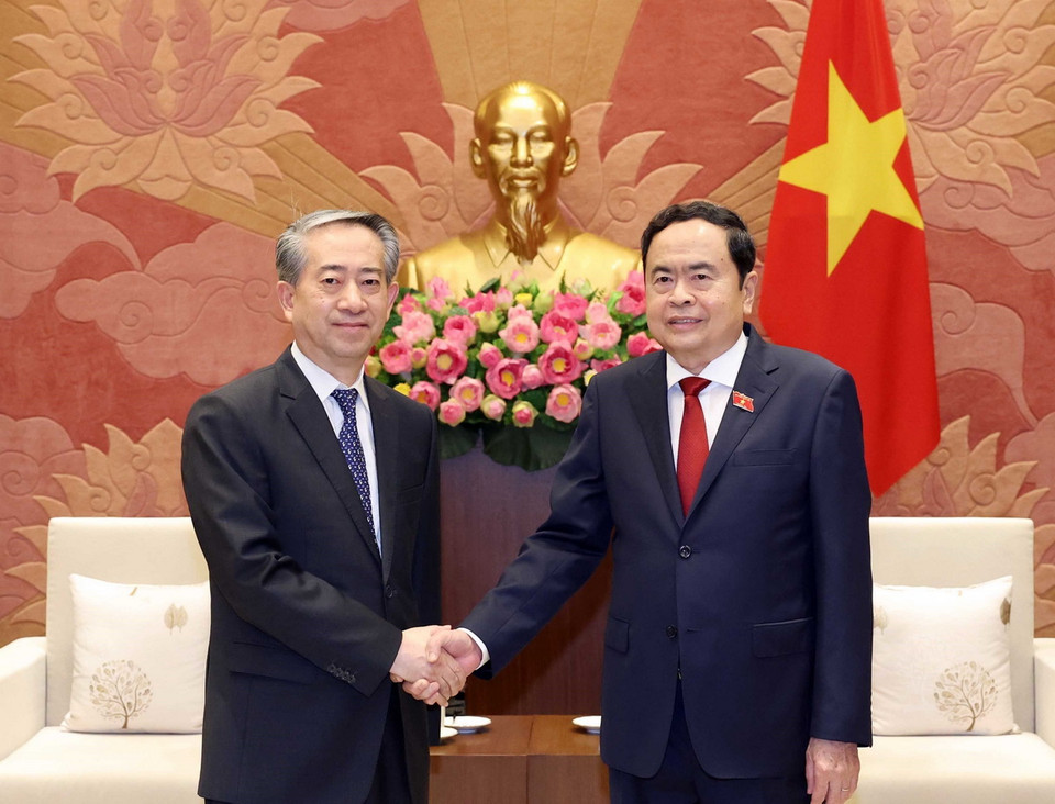 Chủ tịch Quốc hội Trần Thanh Mẫn tiếp Đại sứ Trung Quốc tại Việt Nam Hùng Ba. (Ảnh: Thống Nhất/TTXVN)