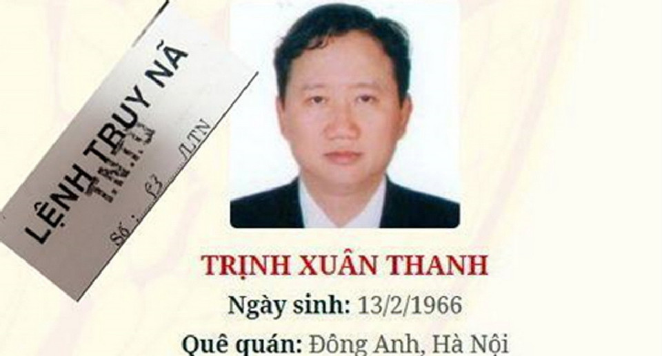 Quyết liệt đấu tranh phòng chống tham nhũng, tiêu cực: Ngày 16/9/2016, Cơ quan Cảnh sát điều tra, Bộ Công an đã ra quyết định 19/C46-P12 truy nã toàn quốc và truy nã quốc tế đối với Trịnh Xuân Thanh, nguyên Chủ tịch Hội đồng quản trị Tổng công ty Cổ phần Xây lắp Dầu khí (PVC), nguyên Phó Chủ tịch UBND tỉnh Hậu Giang. (Ảnh: TTXVN phát)