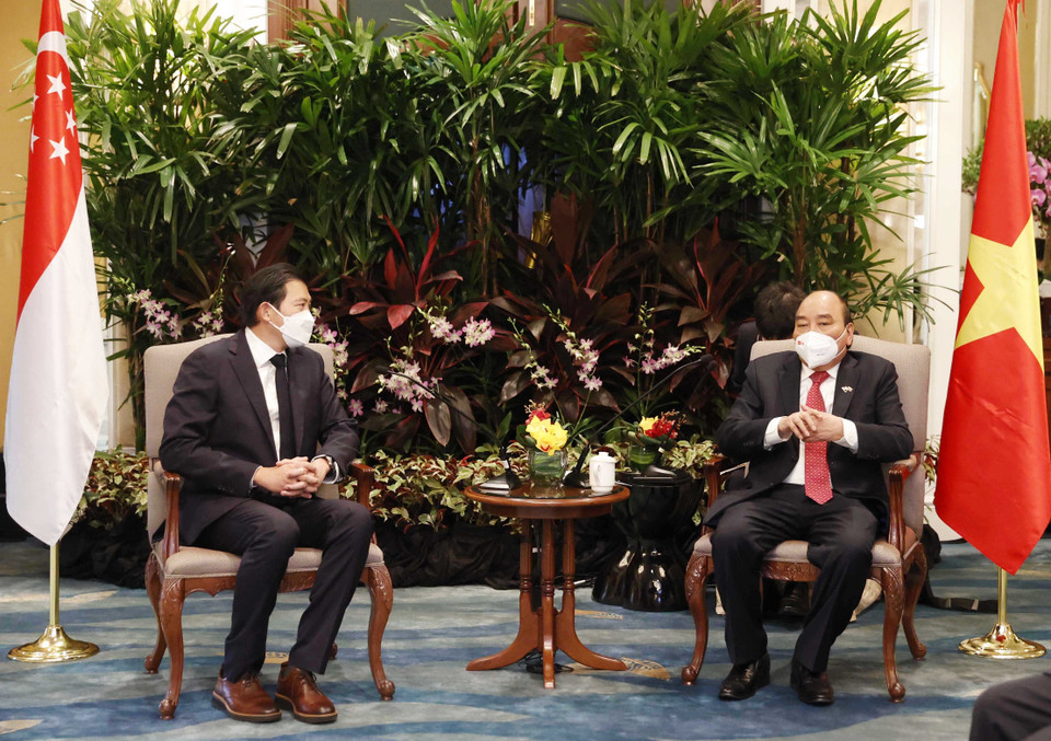 Chủ tịch nước Nguyễn Xuân Phúc tiếp Tổng giám đốc Tập đoàn Changi Airport. (Ảnh: Thống Nhất/TTXVN)