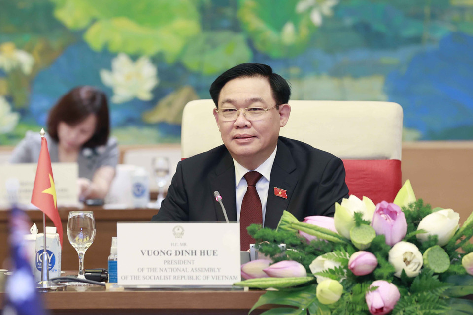 Chủ tịch Quốc hội Vương Đình Huệ phát biểu. (Ảnh: Doãn Tấn/TTXVN)