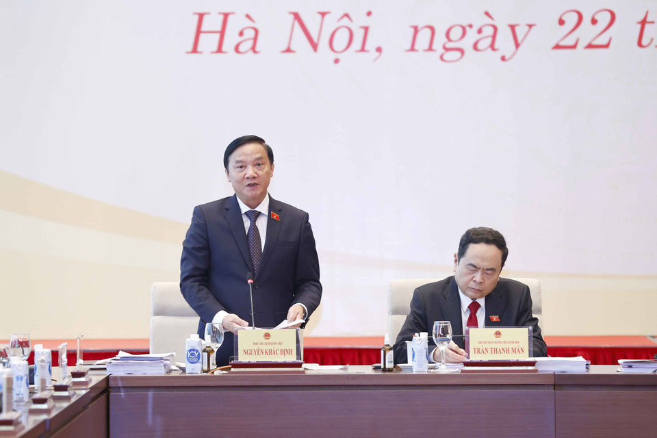 Phó Chủ tịch Quốc hội Nguyễn Khắc Định phát biểu. (Ảnh: Doãn Tấn/TTXVN)