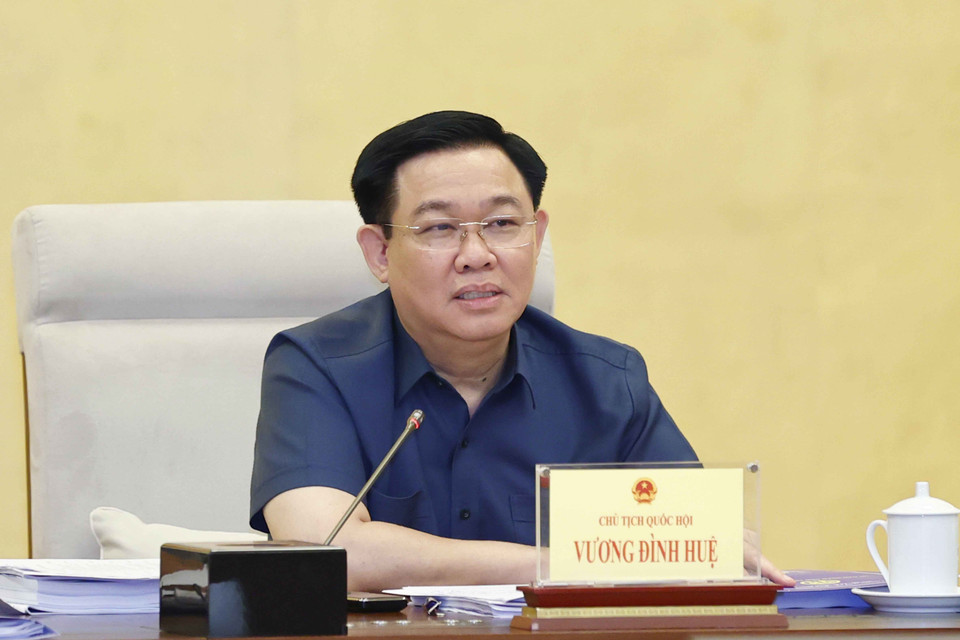 Chủ tịch Quốc hội Vương Đình Huệ phát biểu chỉ đạo. (Ảnh: Doãn Tấn/TTXVN)