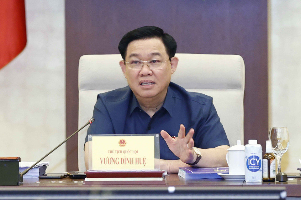 Chủ tịch Quốc hội Vương Đình Huệ phát biểu chỉ đạo. (Ảnh: Doãn Tấn/TTXVN)