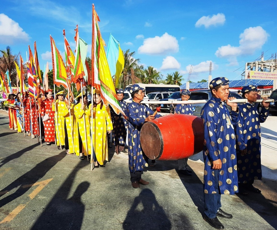 Nghi lễ Giỗ Tổ Vua Hùng tại ấp Giao Khẩu, xã Tân Phú, huyện Thới Bình, tỉnh Cà Mau. (Ảnh: Huỳnh Anh/TTXVN)