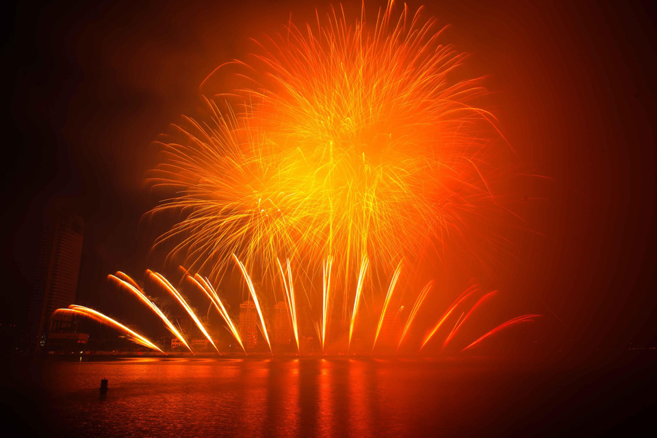 Màn trình diễn pháo hoa của đội Italy. (Ảnh: Trần Lê Lâm/TTXVN)