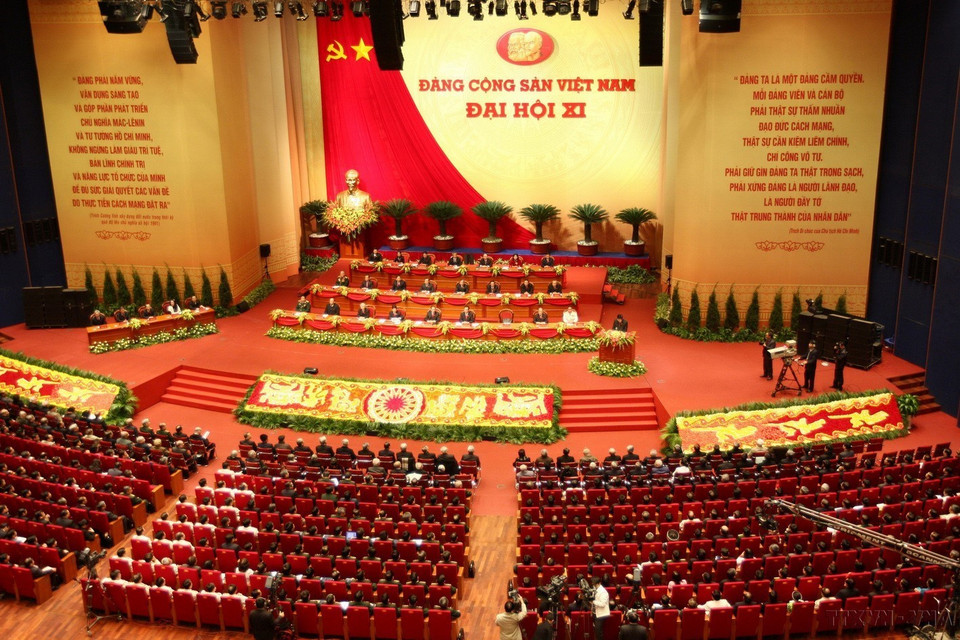 Đại hội đại biểu toàn quốc Đảng Cộng sản Việt Nam lần thứ XI diễn ra từ ngày 12-19/1/2011, tại Hà Nội. (Ảnh: Trí Dũng/TTXVN)