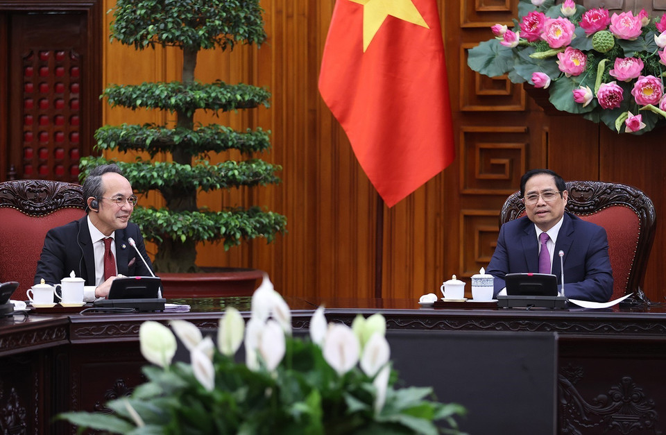 Thủ tướng Phạm Minh Chính tiếp Đại sứ Thái Lan tại Việt Nam Nikorndej Balankura. (Ảnh: Dương Giang/TTXVN)