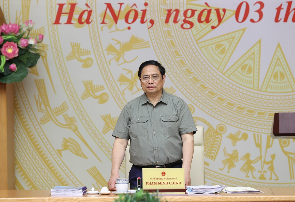 Thủ tướng Phạm Minh Chính phát biểu tại phiên họp. (Ảnh: Dương Giang/TTXVN)