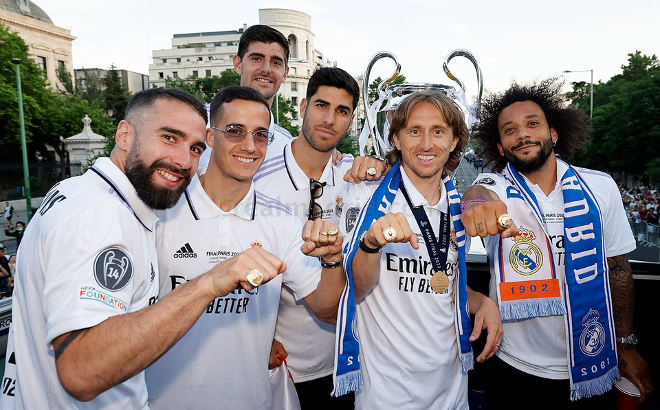 Các cầu thủ Real hân hoan sau khi giành chức vô địch. (Nguồn: Realmadrid)