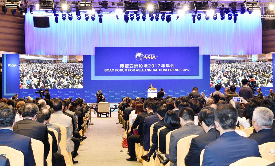 Phó Thủ tướng Chính phủ Trung Quốc Trương Cao Lệ phát biểu mang tính định hướng tại Diễn đàn. (Ảnh: Vĩnh Hà-Trung Kiên/Vietnam+)