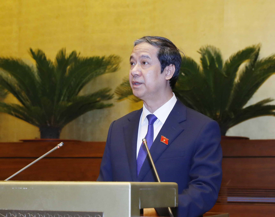 Bộ trưởng Bộ Giáo dục và Đào tạo Nguyễn Kim Sơn phát biểu. (Ảnh: Phương Hoa/TTXVN)