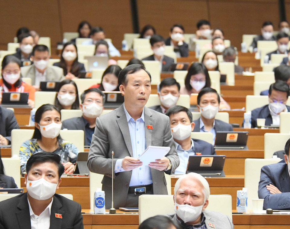 Đại biểu Quốc hội tỉnh Bắc Giang Trần Văn Tuấn chất vấn. (Ảnh: Phương Hoa/TTXVN)