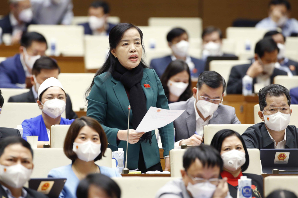 Đại biểu Quốc hội TP. Đà Nẵng Nguyễn Thị Kim Thuý phát biểu. (Ảnh: Doãn Tấn/TTXVN)