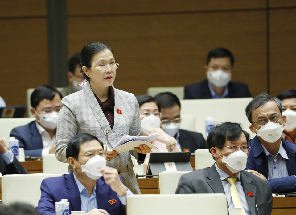 Đại biểu Quốc hội thành phố Cần Thơ Trương Thị Ngọc Ánh chất vấn. (Ảnh: Phương Hoa/TTXVN)