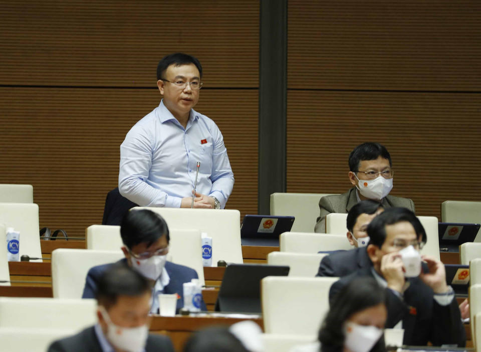 Đại biểu Quốc hội tỉnh Đồng Nai Nguyễn Công Long chất vấn. (Ảnh: Phương Hoa/TTXVN)