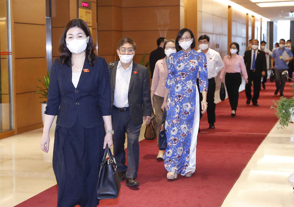 Đại biểu Quốc hội đến dự Phiên chất vấn. (Ảnh: Doãn Tấn/TTXVN)