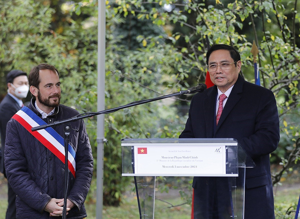 Thủ tướng Phạm Minh Chính phát biểu. (Ảnh: Dương Giang/TTXVN)