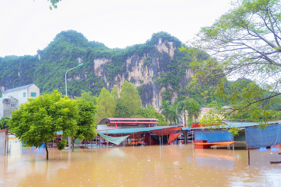 Các điểm ngập lụt do bão số 3 tại huyện Văn Lãng. (Ảnh: TTXVN phát)