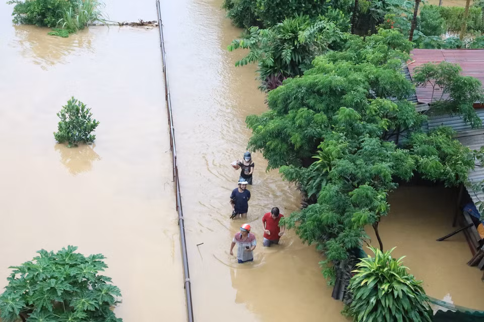 Phường Hồng Hà, Thái Học và Yên Ninh (thành phố Yên Bái) là các điểm bị ngập sâu trong sáng 9/9/2024. (Ảnh: Tuấn Anh/TTXVN)