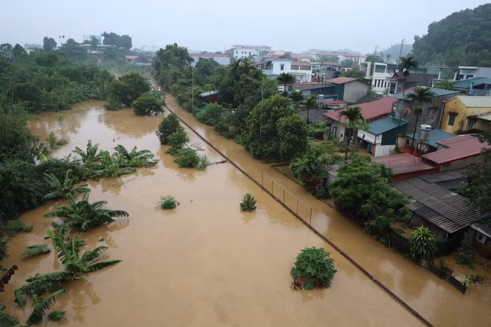 Phường Hồng Hà, Thái Học và Yên Ninh (thành phố Yên Bái) là các điểm bị ngập sâu trong sáng 9/9/2024. (Ảnh: Tuấn Anh/TTXVN)