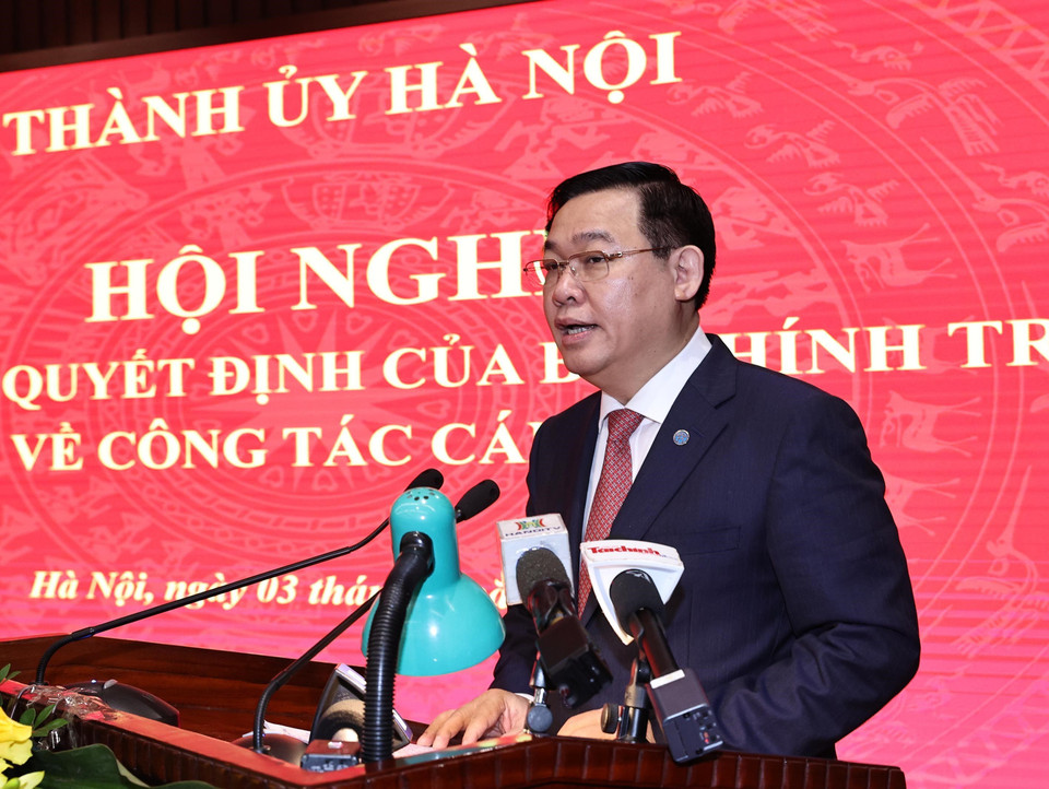 Chủ tịch Quốc hội Vương Đình Huệ phát biểu tại hội nghị. (Ảnh: Trọng Đức/TTXVN)