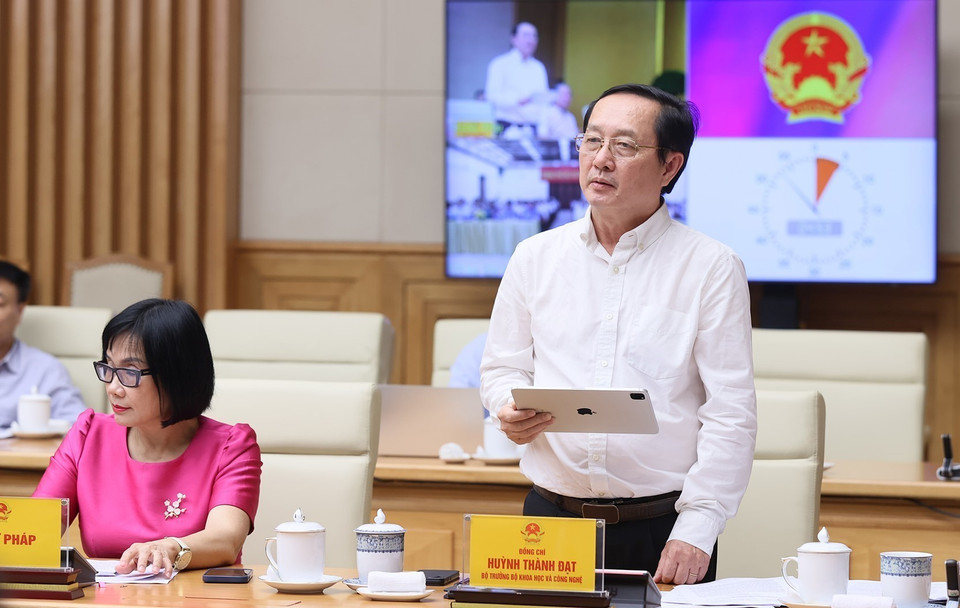 Bộ trưởng Bộ Khoa học và Công nghệ Huỳnh Thành Đạt phát biểu. (Ảnh: Dương Giang/TTXVN)