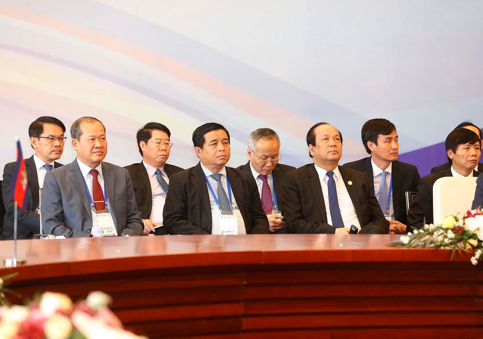 Đoàn cấp cao Việt Nam tại Phiên họp kín GMS 6. (Ảnh: TTXVN)