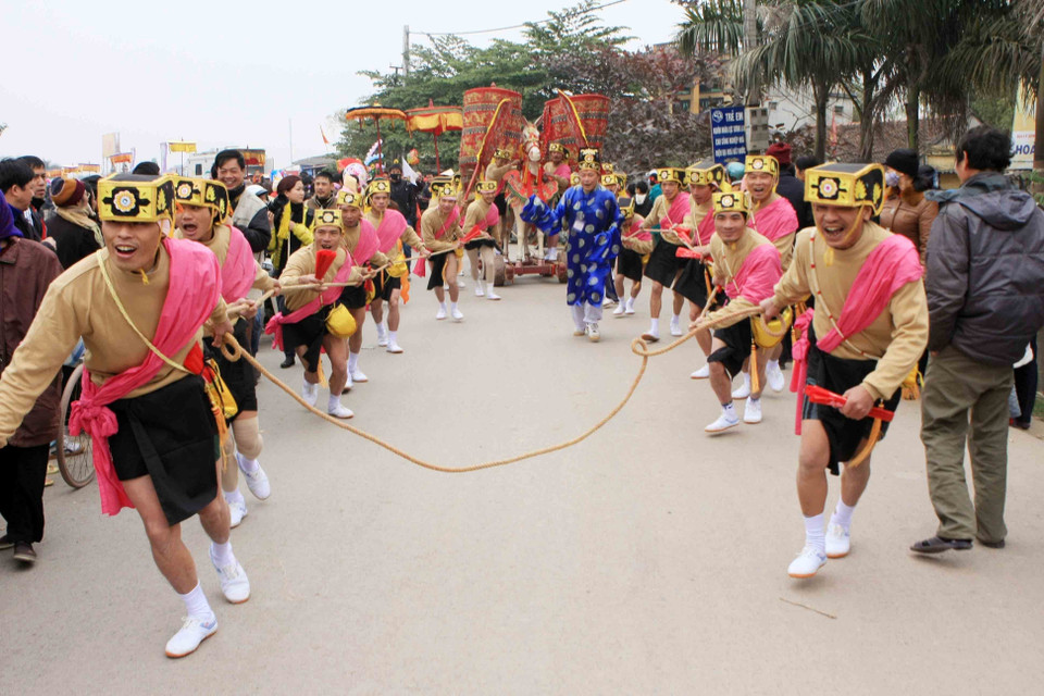 Hội Gióng được đánh giá là lễ hội độc đáo của Việt Nam và là lễ hội duy nhất trong tổng số gần 8.000 lễ hội truyền thống của Việt Nam được UNESCO công nhận là Di sản Văn hóa phi vật thể đại diện của nhân loại. (Ảnh: Nhật Anh/TTXVN)